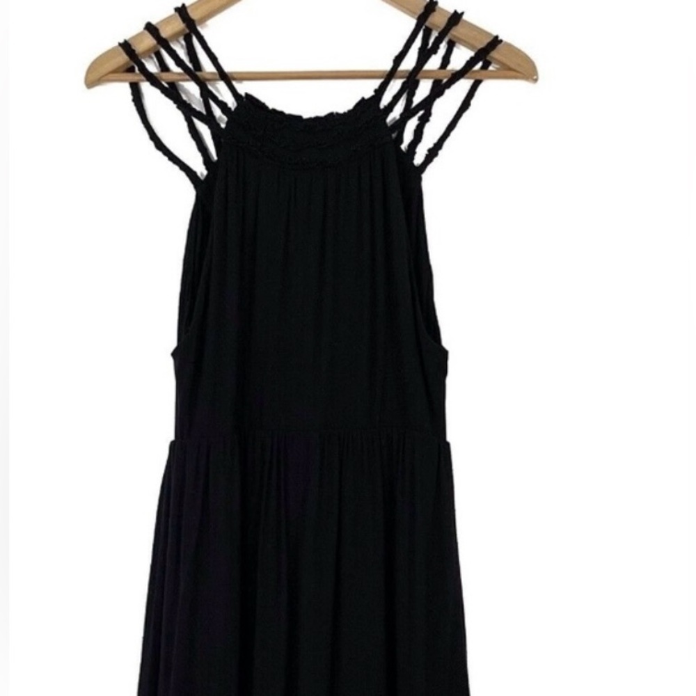 Development Black  Multi Strap Bubble Hem Sleeveless Dress